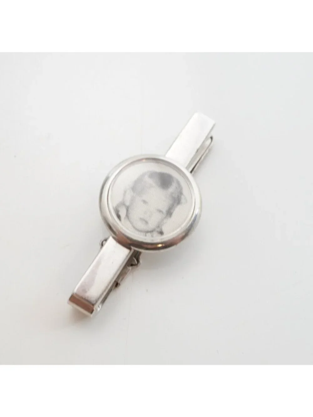 Vintage Anson Sterling Silver Photo Locket Tie Clip With Box